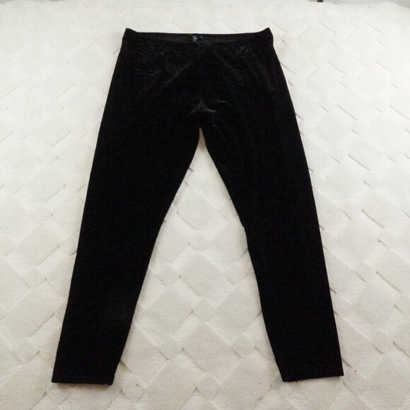 Eileen Fisher Velour Pull On Pants Womens 1X Black Stretchy - Picture 1 of 10